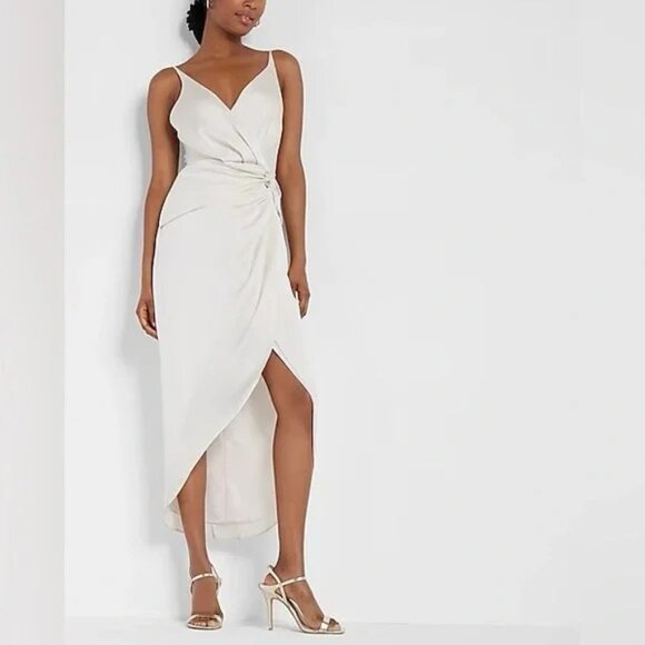 Express Dresses & Skirts - Express Satin Twist Waist Hi-Lo Midi Dress XS